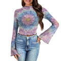 T-shirt à manches longues, crop top, blouse moulante à manches évasées, top en maille pour femme, style années 2000, tailles S à XL
